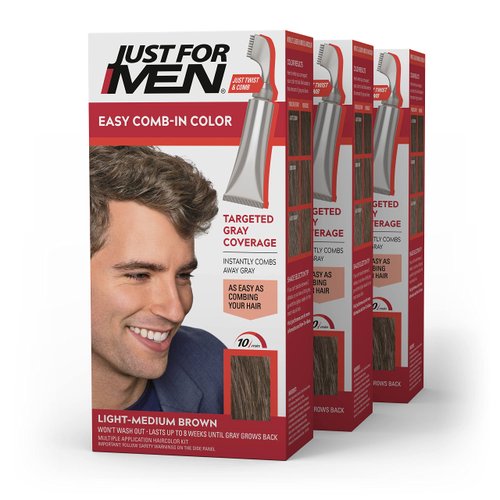 Just For Men Easy Comb-In Color Mens Hair Dye, Easy No Mix Application with Comb Applicator - Lig...