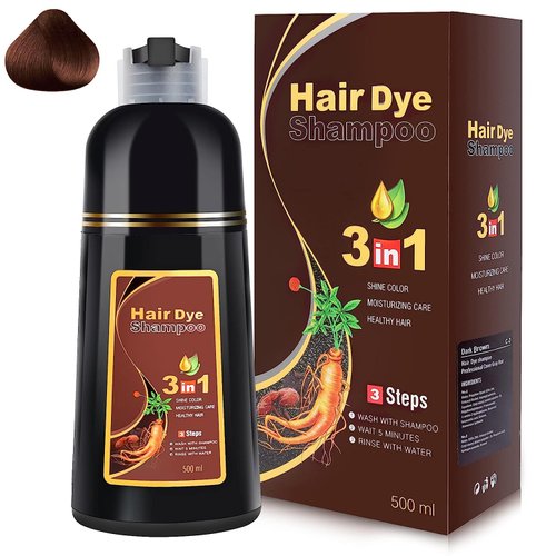 IIIMEIDU Hair Dye Shampoo 3 in 1, Instant Hair Color Shampoo for Women Men, Herbal Ingredients Ha...
