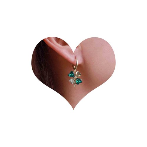 Sttiafay Boho Emerald Crystal Drop Earrings Green Rhinestone Flower Earrings Vintage Emerald Petal Earrings Green Cz Flower Earrings Jewelry for Women