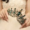 Rannyrena Rhinestone Crystal Tiara Crown for Women Silver Bridal Wedding Headband Elegant Princess Hair Accessories for Birthday Prom Quinceanera (Dark gold-green, Standard)