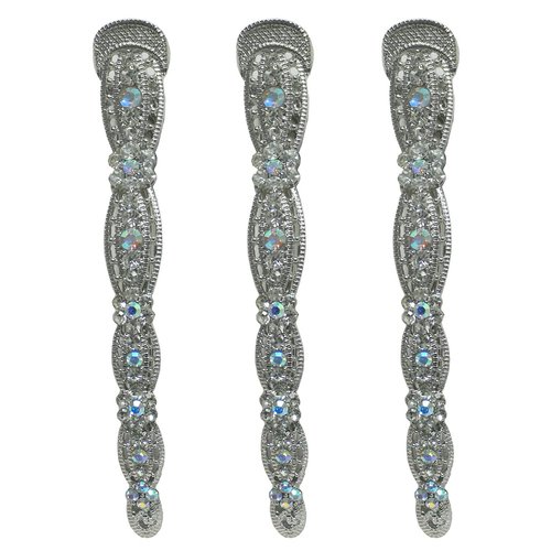 Set of 3 Brand jcgy Alligator Hair Clips Designed with U Underclip for Thinner Hair Bridal Duckbill Beakclips Firm Grip NM86110-3-3cryU