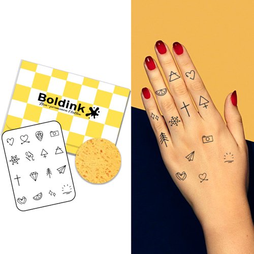 Boldink Temporary Tattoos, semi permanent tattoos, 15-day long lasting tattoo sticker, waterproof and anti-reflective, unique design（Finger Tattoo 22）