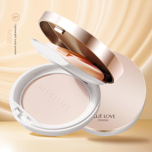 BLUE LOVE Face Finishing Pressed Powder, Lightweight Matte Setting Powder Foundation Compact, Shine & Oil Free Face Sets Makeup, Longwear Medium- Full Coverage with Flawless Finish (Ivory)