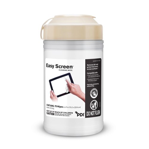 Easy Screen Cleaning Wipes - for Electronics, Tablets, Monitors, Phones - Fast-Drying, No Residue, Anti-Streaking - Medium Canister, 6 in. x 9 in., 70 Wipes, 1 Pack