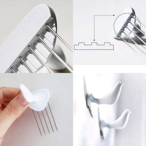HOTLISTOR Reusable Multipurpose Bird Cubicle Wall Hooks Clips Decorative Pin Stick Hooks Office Partition Panel Hanger Cubicle Accessories pins (3-Bird Hooks)