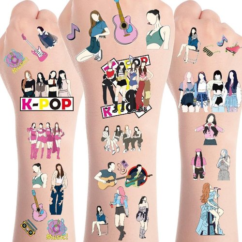 Temporary Tattoo for Singer Fan - 8 Sheet Fan Birthday Party Decorations Music Party Supplies Gifts Concert Decor Singer Tattoo Stickers for Girls Kids Music Lover