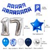17th Birthday Party Decorations Blue for Boys, Happy Birthday Banner Blue Number 17 Birthday Star Foil Balloons Latex Confetti Balloons for Boys Him Son17 Year Old Birthday Supplies(17th)