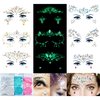 Face Gems 6 Sheets Face Jewels Stick On Rhinestones Stickers 30g Chunky Glitter, Gemstones Temporary Tattoo For Women, Festival Rave Outfit Euphoria Accessories (3Luminous)
