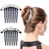 GeoGeoDIY Hair Comb, 4 Pcs Pearls Rhinestones Flower Hair Combs Pins, Vintage Wedding Headpieces Hair Tools, Hair Accessory for Women and Girls, Thick Hair, Black & White, Daily present
