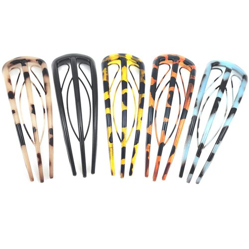 5 Pcs 3 Teeth Hair Pins Plastic Hair Side Combs Hairpins Non Slip Hair Sticks Hair Forks Hair Accessories for Women and Girls, 5 Colors