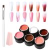 Makartt Pat Ombre Gel 6 Nude Gel Nail Polish Colors with Sponge & Nail Brush Gradient Painting Gel Ideal for DIY French Manicure Beginners