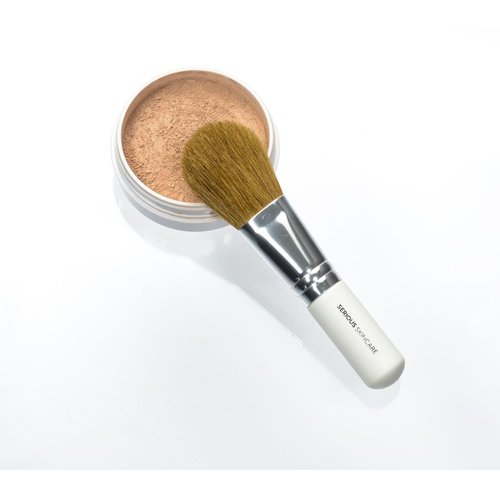 Serious Skincare BELLA ROSE PRO-MINERALS Loose Mineral Powder Makeup Foundation SPF 15 + Goat Hair Application Brush - Sheer to Full Coverage - Luminous Matte Finish - Men and Women - .50 oz   (Light)