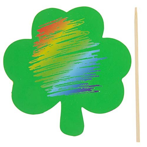 Shamrock Scratch Art Craft Kit St Patrick's Day Party Supplies 24 Count