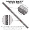 Makartt Cuticle Nail Drill Bit,Safety Tungsten Carbide Cuticle Remover Drill Bit Needle Bit Under Nail Cleaner Dead Skin Nail Prepare 3/32'' for Electric Nail File Nail Buffer Bit-3XF (Silver,Fine)