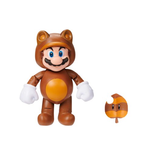 Super Mario 4" Action Figures Tanooki Mario with Leaf