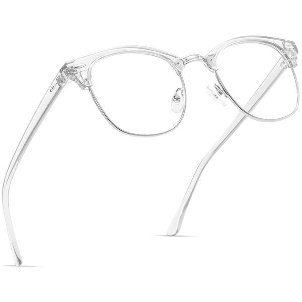 AOMASTE Blue Light Blocking Glasses Vintage Half Frame UV Clear Lens Anti Eyestrain Computer Gaming Glasses for Men Women