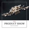 CanB Bride Pearl Hair Comb Flower Silver Wedding Leaf Crystal Bridal Headpieces bridesmaid Head Plece Flower Girl Rhinestone Hair Jewelry Accessories for Women and Girls (Gold)