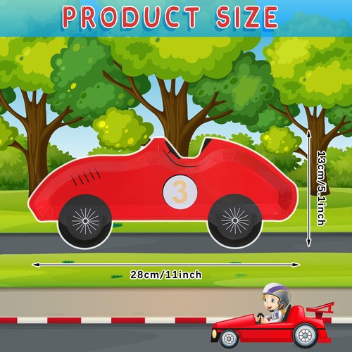 Chivertion 25 Pack Race Car Paper Plates Disposable Number 1-5 Vintage Racing Car Party Plates Race Car Birthday Party Decorations Race Car Tableware for Baby Shower Party Supplies