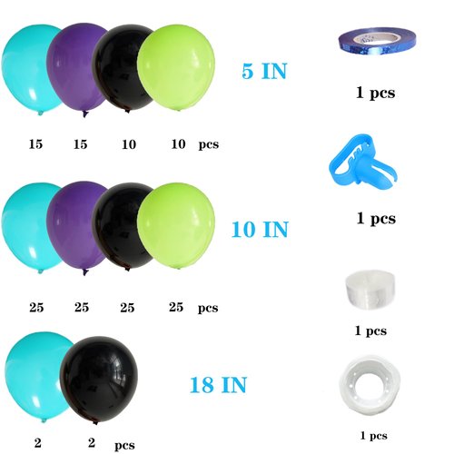D-BUPU Video Game Balloon Garland Kit for Birthday,Tiffany Blue Black Purple Green Balloons Arch for Game Party Supplies Gamer Decorations