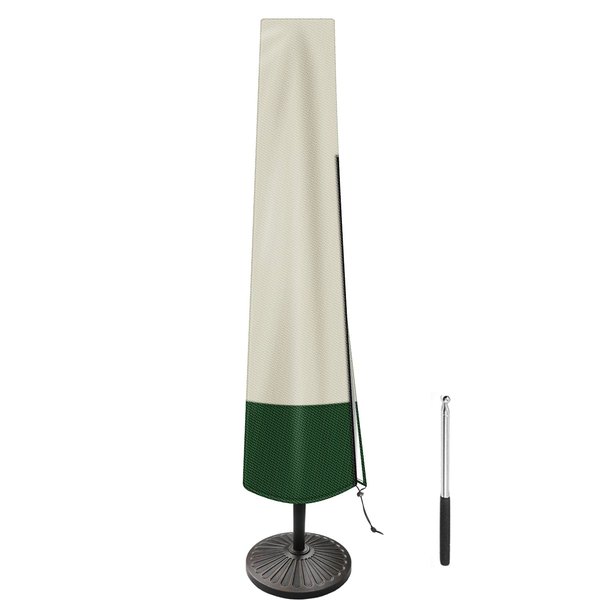 Patio Umbrella Cover Outdoor Umbrella Cover with Rod Waterproof Durable 420D Polyester Fabric Patio Parasol Umbrella Cover for 7ft to 11ft Outdoor Umbrella, Beige