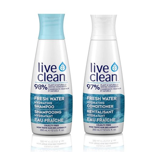 Live Clean Fresh Water Hydrating Shampoo and Conditioner Bundle With Rosemary Leaf Extract, Vitamin E and Lavender Extract, 12 fl. oz. Each