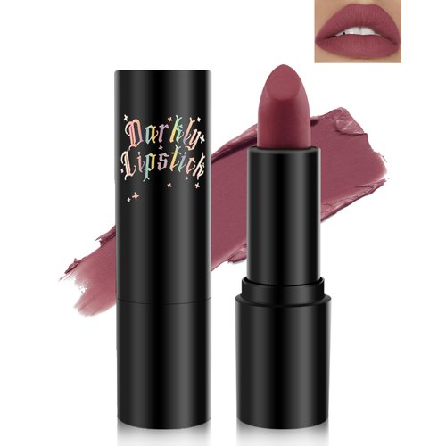 Matte Lipstick, Dark Red Vintage Velvet Creamy Full Coverage Lip Gloss, Long Lasting Waterproof Lip Tint Stain, Non-stick Lightweight Tinted Lip Balm, Halloween Cosplay Lip Makeup for Women-02