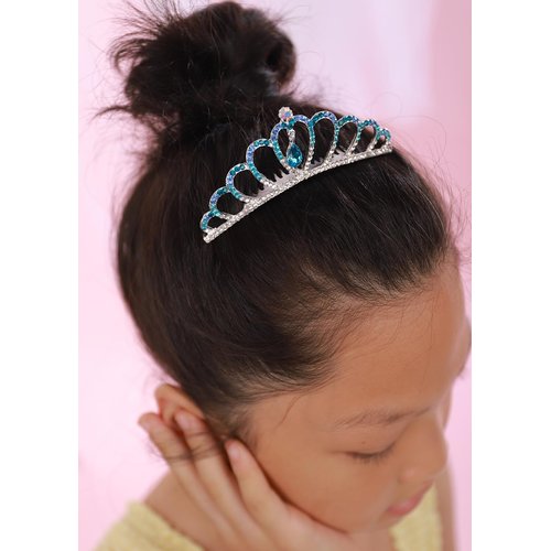 JWICOS Small Princess Comb Mini Blue Crystal Hair Comb Rhinestone Hair Accessories Comb Headband Decorations for Women and Girls (blue)