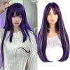 Sleekcute Long Straight Mixed Purple Wig for Women 24 Inch Wig for Hoshino Ai Cosplay, Synthetic Heat Resistant Fiber Wig with Skinlike HD Wig Cap for Girls Daily Use