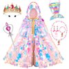 Princess Dress Up Cloak Princess Dress Up Clothes Mermaid Toys Rainbow Mermaid Princess Cloak Kit 9 Pcs Gift Set for Little Girls 3-8 Years Old, Great Gift Set for Birthday Christmas Halloween