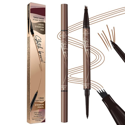 GGUP Microblading Eyebrow Pen, 2 in 1 Dual-Ended Eyebrow Pencil 4 Tip Brow Pencil for Women Makeup, Eyebrow Microblade Pen with 4 Fork Tip for Natural-Looking Hair-Like Defined Brows