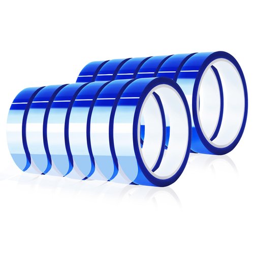MEBMIK 12 Rolls 20mm x33m(108ft) Blue Heat Tape High Temperature Heat Resistant Tape Heat Transfer Tape for Heat Sublimation Press Vinyl,No Residue
