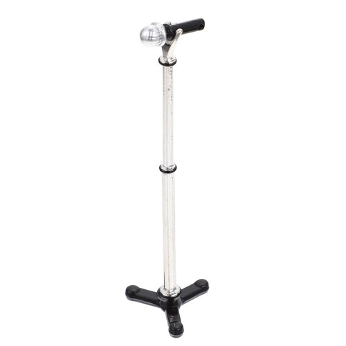 LUOZZY Miniature Microphone Mini Musical Instrument Dollhouse Mini Microphone Model with Stand for 1:12 Dollhouse Accessories Display - Black