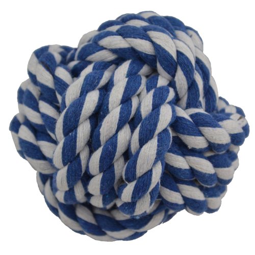 Amazing Pet Products Rope Dog Toy, 3.75-Inch Rope Ball, Blue