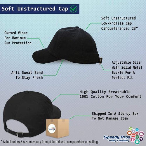 Soft Baseball Cap Custom Personalized Text Cotton Dad Hats for Men & Women Buckle Closure Black