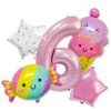 Ice Cream Birthday Decorations, 5 Pcs Dokuna Ice Cream Balloons 6th Birthday Decorations for Girls, Giant Number 6 Foil Mylar Balloon, 6 Years Old Ice Cream Theme Birthday Party Supplies Decor (6th)