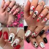 6 Sheets Valentine's Day Nail Art Stickers 3D Cute Cartoon Nail Decals Self Adhesive Love Heart Red Lips Design Nail Stickers Romantic Valentines Nail Decorations Supplies for Women Girls