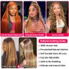 Flady Highlight Ombre Lace Front Wig Human Hair Pre Plucked Glueless HD Lace Frontal Wig 4/27 Straight Wigs Human Hair Ombre Brown Blonde Wig 150Density