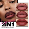 Easilydays Lip Liner and Lipstick Combo Set, Gradient 2-in-1 Waterproof Rich, Smooth Lip Gloss, Long Lasting Antique Rose Chestnut Nude Dark Brown Matte Lip Shaped Lipstick for Women, 07# Fearless