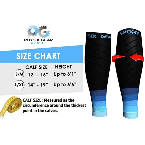 Compression Calf Sleeves Men & Women - Shin Splint Compression Sleeve 20-30mmhg, Best Footless Compression Socks for Achy Calf, Running, Nurses, Pregnancy, Post-Surgery Relief (1 Pair BLK-BLU S/M-M/L)