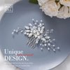 Asooll Pearl Bride Wedding Hair Comb Silver Rhinestone Bridal Hair Clips Opal Hairpiece Hair Accessories for Women and Girls