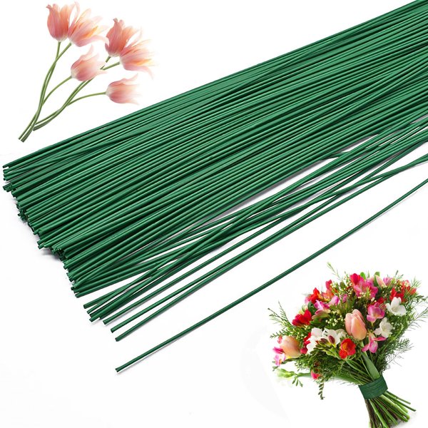 200 PCS Floral Stem Wire Flower Arrangements and DIY Crafts,Dark Green,Floral Wire for Florist Flower Arrangement 16 Inches