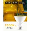 LOHAS Yellow Bug Light Bulbs Outdoor, PAR38 LED Flood Light Outside, 150-200W Equivalent 2000K Non-Attracting, 15W 1100LM Non-Dimmable Amber Porch Lights, E26 Base for Patio, Backyard, Party, 2 Pack
