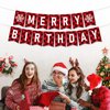 Merry Christmas Birthday Banner, No DIY, Glittery Happy Xmas Themed Party Decorations Red and Green December Party Supplies