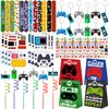Video Game Party Favors 72 PCS Game Theme Slap Bracelets DIY Sticker Keychains Tattoo Sticker Plastic Straws Gift Bags for Kids Boys Game On Party Level Up Birthday Goodie Bag Fillers Classroom Reward