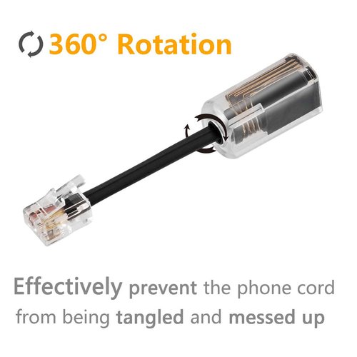 Uvital Telephone Cord Detangler, Anti-Tangle Telephone Handset Cable 360 Degree Rotating Landline Swivel Cord Untangler Black (4 Pack)