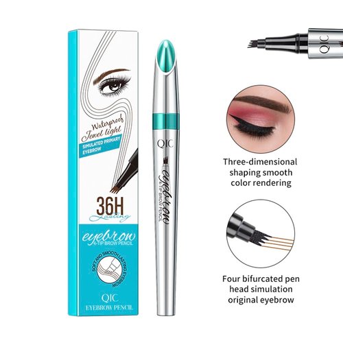 Adurello Liquid Eyebrow Pen Waterproof Eyebrow Pencil with a 4-Micro-Fork Tips, Brow Pencil for Long Lasting Natural Brows Makeup (5# Smoky gray)
