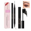 Black Mascara Eyeliner Set, Gray Eyebrow Pencil 2-in-1 Dual-headed Eyebrow Pen with 4-Prong Micro-Fork-Tip, long Lasting Liquid Eyeliner Waterproof Smudge Proof 2 Packs (Black+Gray)