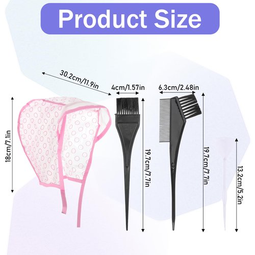 Bewudy 2 Sets of Hair Coloring Kits, Hair Highlighting Caps, Hair Dye Cap Disposable Hair Art Frosting Cap with Plastic Crochet Hook, and Hair Dye Brushes for Salon Hair Dyeing Hairdressing (Pink)