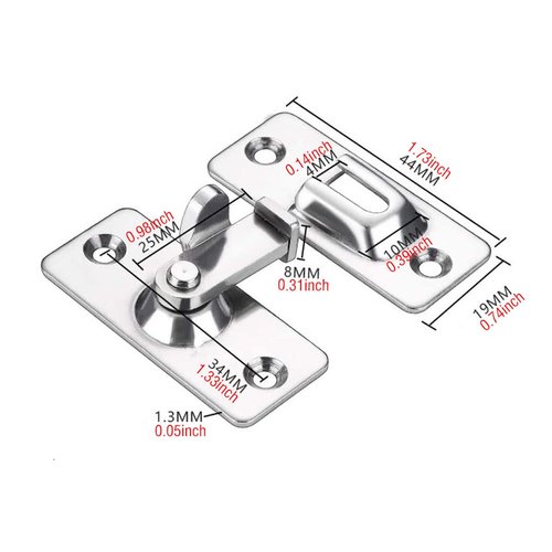 WANLIAN Door Hasp Latch 90 Degree, Stainless Steel Safety Angle Locking Latch for Push/Sliding/Barn Door, Satin Nickel