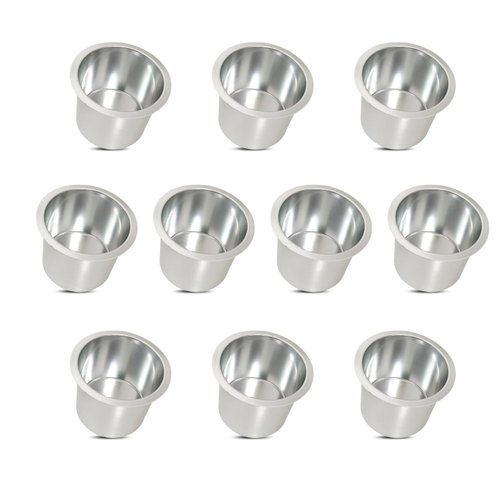 Yuanhe Aluminum Jumbo Cup Holder - 10 Pack Silver Poker Table Cup Holder Insert for Casino Game Table Sofa Boats Pontoon Marine Bench Desk RV Cars & Trucks